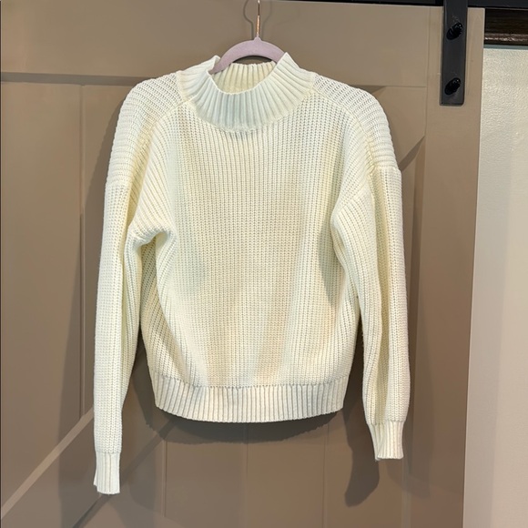 SHEIN Cream Cowl Neck Sweater Chunky Knit Cropped - Picture 2 of 2